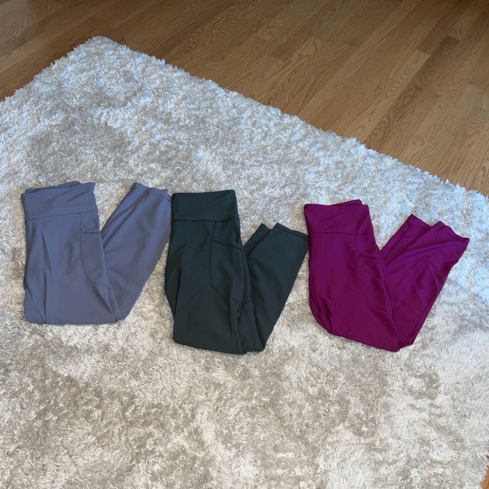 Old Navy Active Powersoft High-Rise Ribbed Leggings Go-Dry Bundle (3) Size M